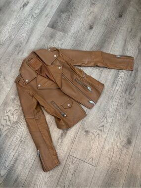 Blank NYC Brown Faux Leather Jacket size xsmall